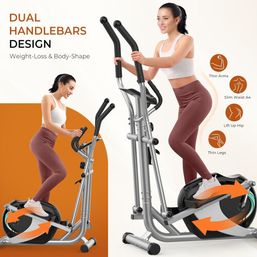 THERUN Elliptical Cross Trainer w/8 Levels Adjustable Resistance, LCD ...