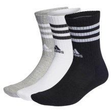 Adidas Cushion Crew Sock 3 Pack - White/Grey/Black- All Sizes