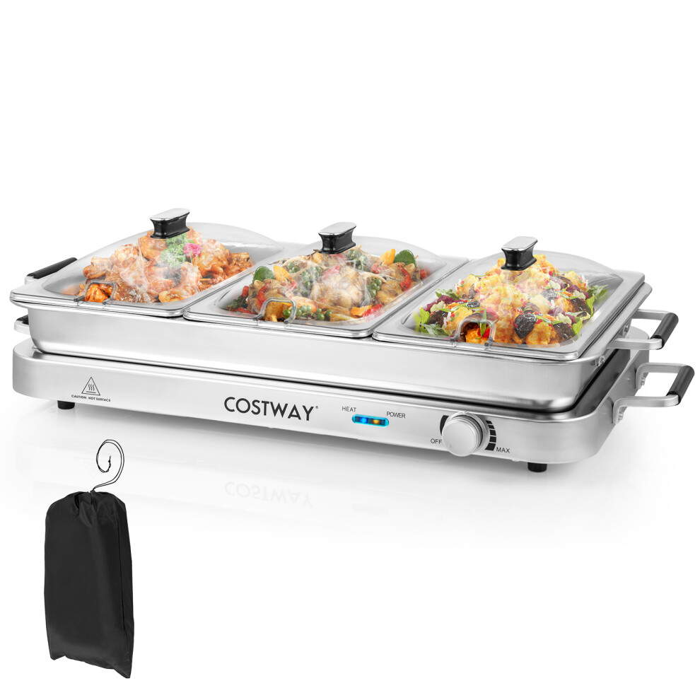 Costway 450 W Portable Serving Tray Electric Warming Tray Buffet Server 7.5L