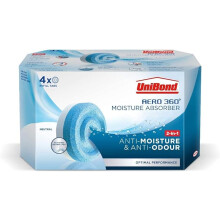 UniBond AERO 360° Moisture Absorber Neutral Refill Tab absorbent odour neutralising  AERO 360° Dehumidifier Condensation Absorbers 450 g Pack of 4
