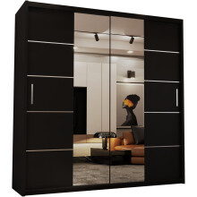 (Black, 120) Dubna Double Mirror Sliding Door Wardrobe
