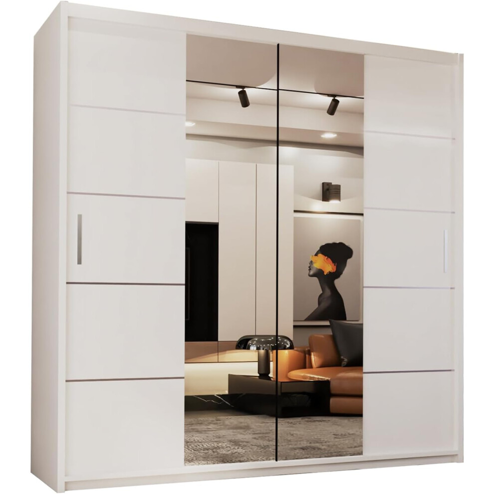 (White, 120) Dubna Double Mirror Sliding Door Wardrobe