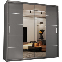 (Grey, 203) Dubna Double Mirror Sliding Door Wardrobe