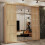 (OAK, 150) Dubna Double Mirror Sliding Door Wardrobe 3