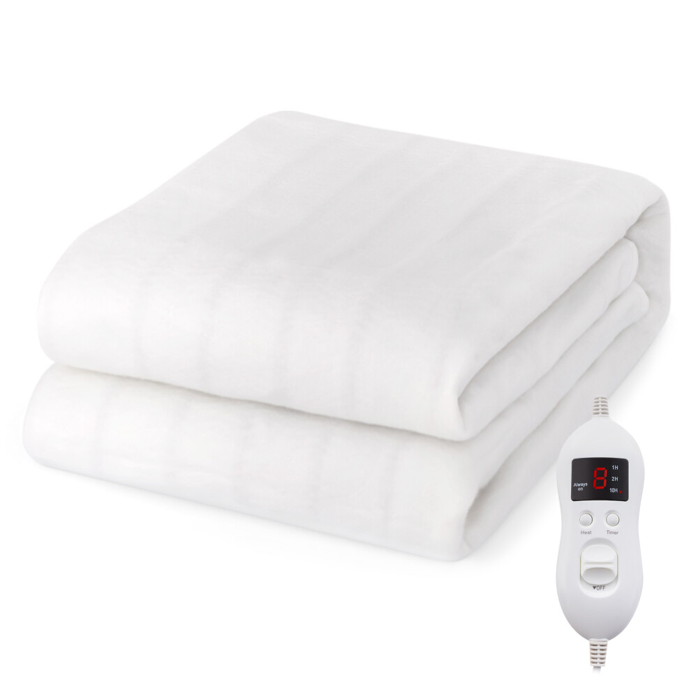 Double Electric Heated Mattress Blanket 8 Temp Washable W/ Timing