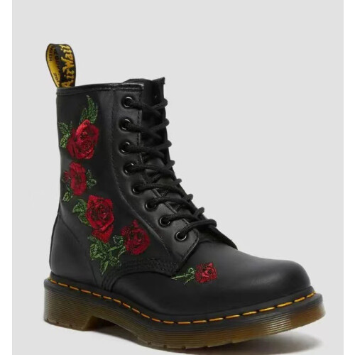 Oversized Lace-up Casual Square Heel Boots Featuring Ethnically Embroidered Martin Boots In