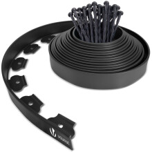 VOUNOT 10m Flexible Plastic Garden Edging with 30 Pegs Black Lawn Border - Easy Install and Durable