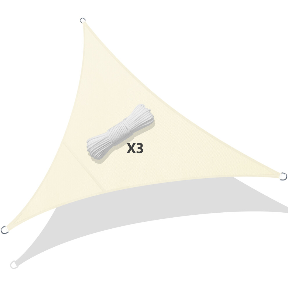 VOUNOT Sun Shade Sail Waterproof Triangle Sail Canopy With Mounting Ropes 3x3x3m, Beige