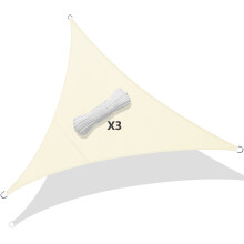 VOUNOT Sun Shade Sail Waterproof Triangle Sail Canopy With Mounting Ropes 5x5x5m, Beige
