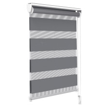 VOUNOT Zebra Roller Blind Double Fabric, Day and Night Translucent or Blackout Vision Curtains, No Drilling for Window and Door , Grey, 80 x 150 cm
