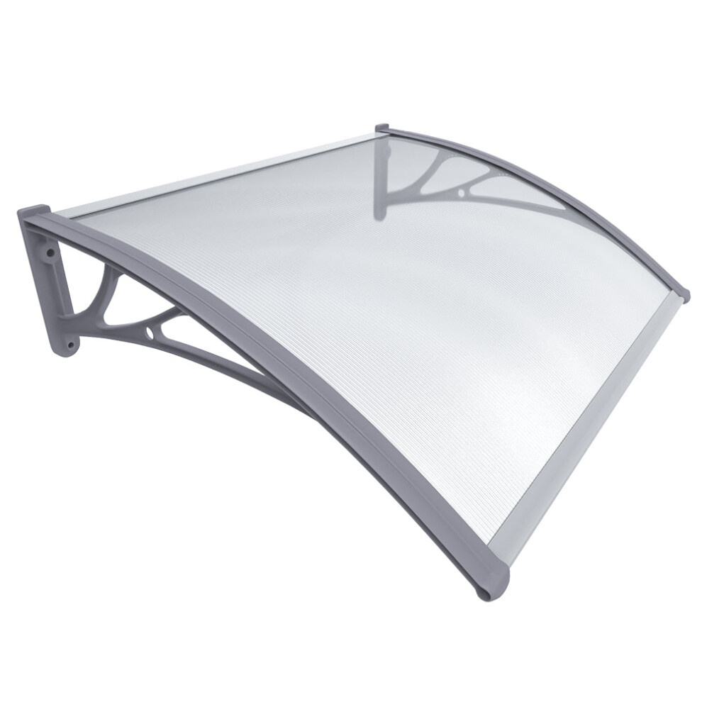 Vounot 120X80cm Front Door Canopy - Rust-Free Aluminum, 6Mm Polycarbonate, Weatherproof Rain Shelter Porch Awning, Grey 6973424410486