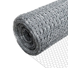 VOUNOT Chicken Wire Mesh, Metal Animal Fence, 13mm Holes, 1m x 25m, Galvanized Silver