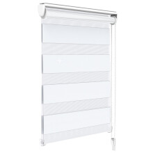 VOUNOT Zebra Roller Blind Double Fabric, Day and Night Translucent or Blackout Vision Curtains, No Drilling for Window and Door , White, 45 x 150 cm