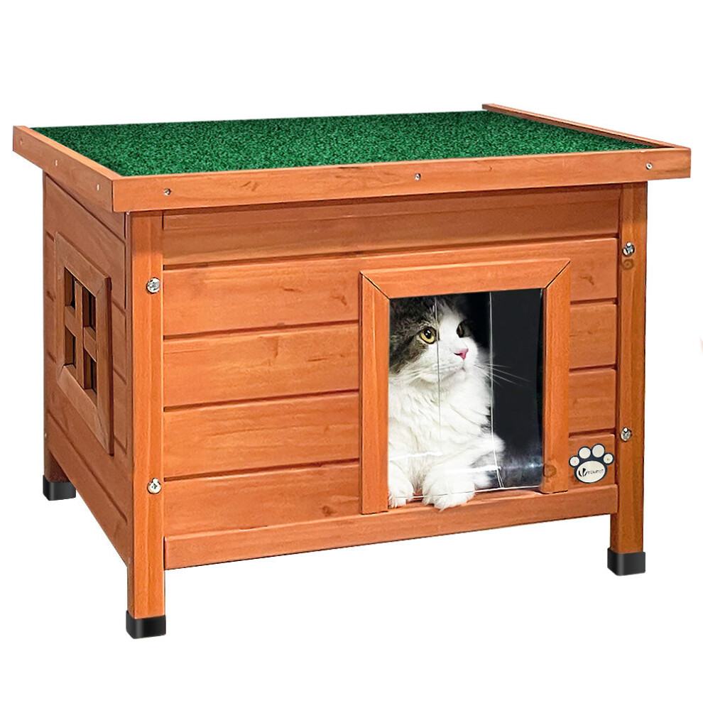 Vounot Cat House Wooden Kitten Home Outdoor Pet Shelter 57X45x43cm