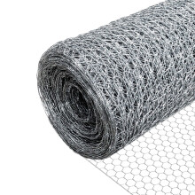 VOUNOT Chicken Wire Mesh, Metal Animal Fence, 25mm Holes, 1m x 25m, Galvanized Silver