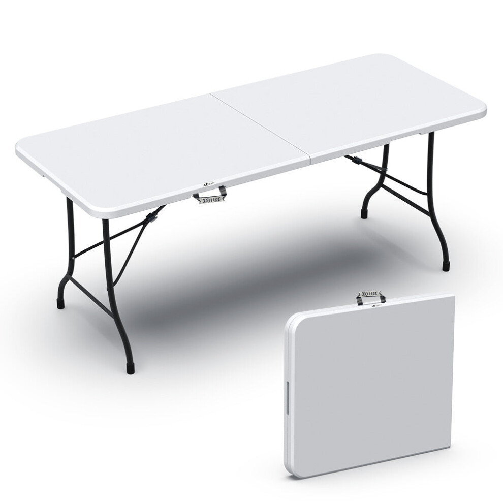 VOUNOT Folding Picnic Table Portable Party Trestle Table for BBQ Camping Indoor Outdoor, White