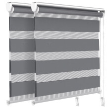 VOUNOT Set of 2 Zebra Roller Blind Double Fabric, Day and Night Translucent or Blackout Vision Curtains , Grey, 100 x 150 cm