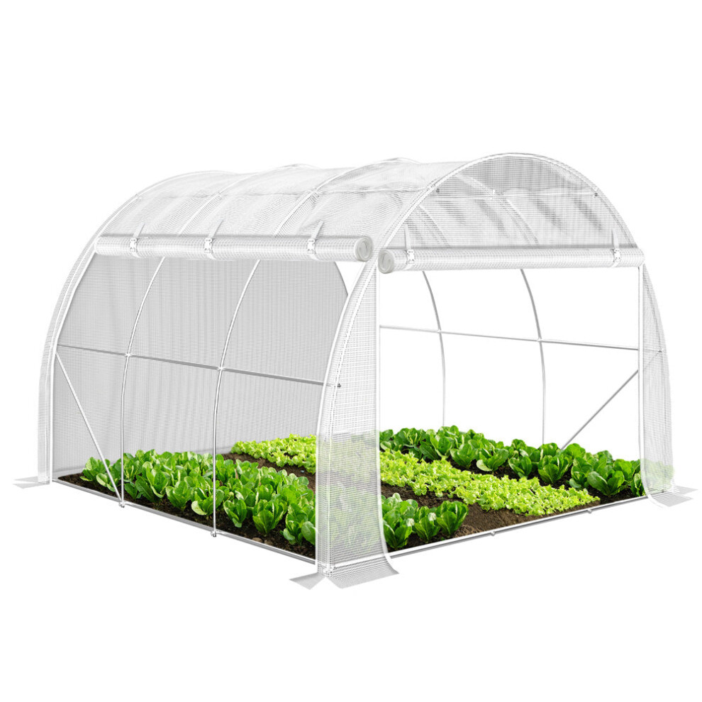 VOUNOT Polytunnel Greenhouse Gardening Walk In Grow House with Roll-up Side Walls,  3x3x2m 9mÂ², White