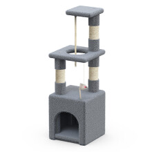 VOUNOT Cat Tree 88cm with Rope Scratching Platform, Grey