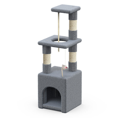 Vounot VOUNOT Cat Tree 88cm with Rope Scratching Platform, Grey