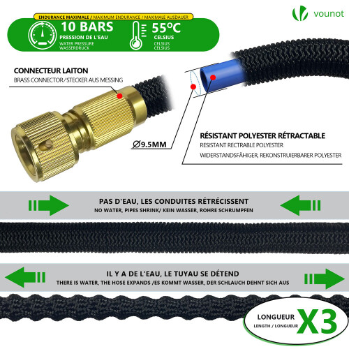 VOUNOT Flexible Garden Hose 100FT, 10 Modes Black 2