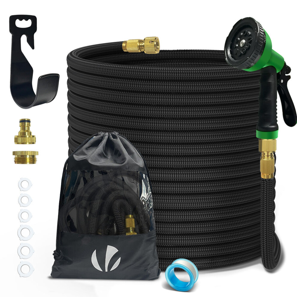 VOUNOT Flexible Garden Hose 100FT, 10 Modes Black