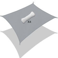 VOUNOT Sun Shade Sail Waterproof Rectangler Sail Canopy With Mounting Ropes 3x4m, Grey
