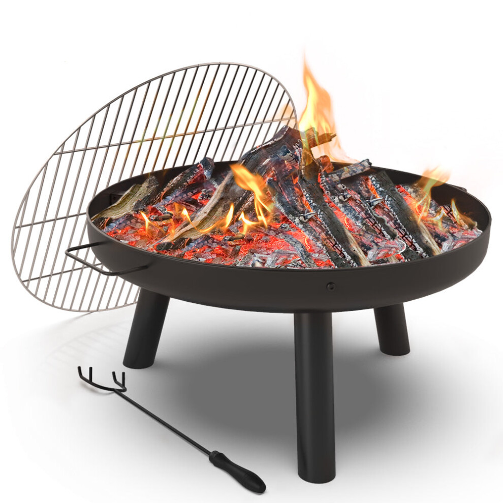 VOUNOT Fire Pit for Garden Patio Heater Charcoal Log Wood Burner Fire Bowl 60cm