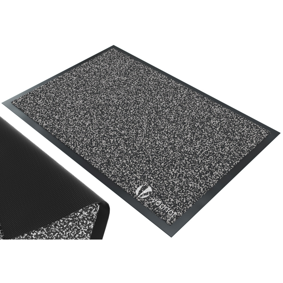 VOUNOT Dirt Trapper Front Door Mat for Indoor Outdoor, Grey-Black, 90x120cm