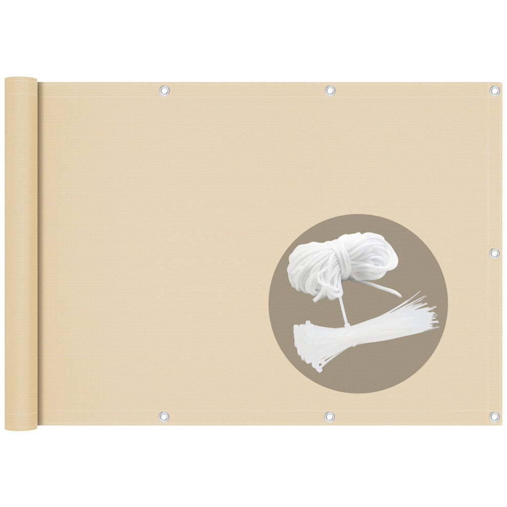 Vounot Balcony Privacy Screen, Hdpe Balcony Cover, 90X500cm Beige