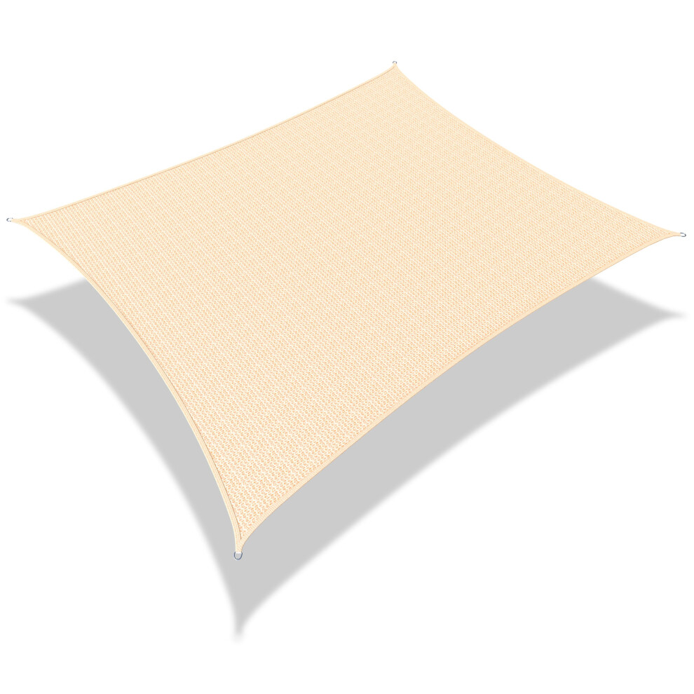 Vounot Hdpe Sun Shade Sail Rectangle With Fixing Kits, 3X5m, Ivory
