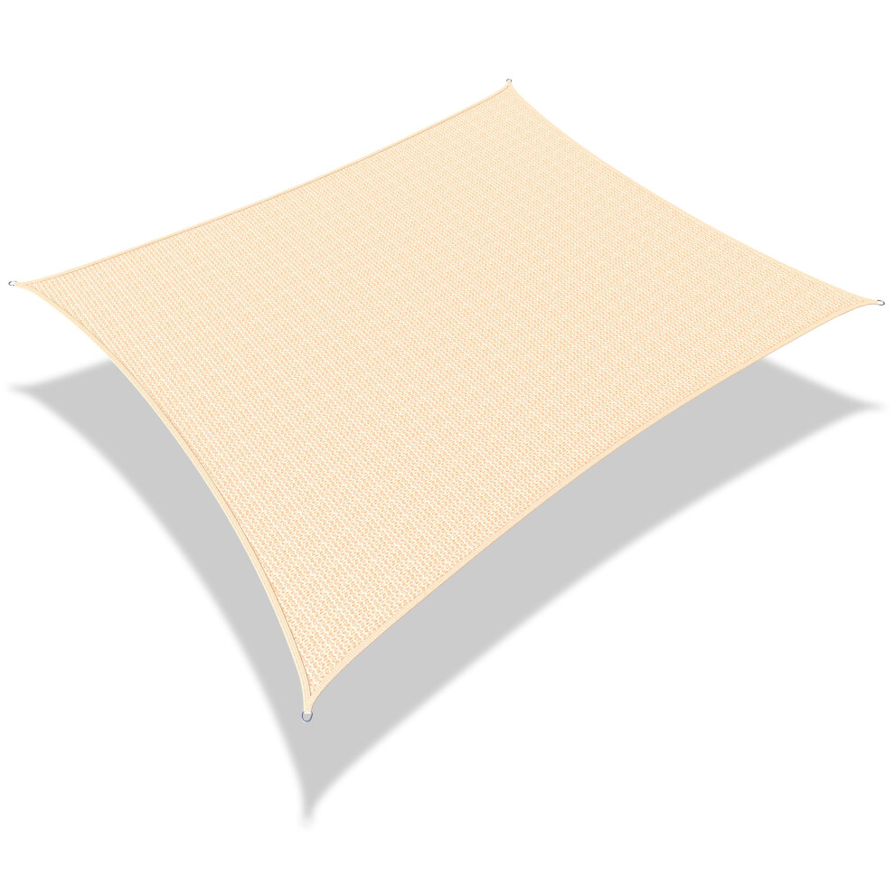 VOUNOT HDPE Sun Shade Sail Rectangle with Fixing Kits, 3x5m, Ivory