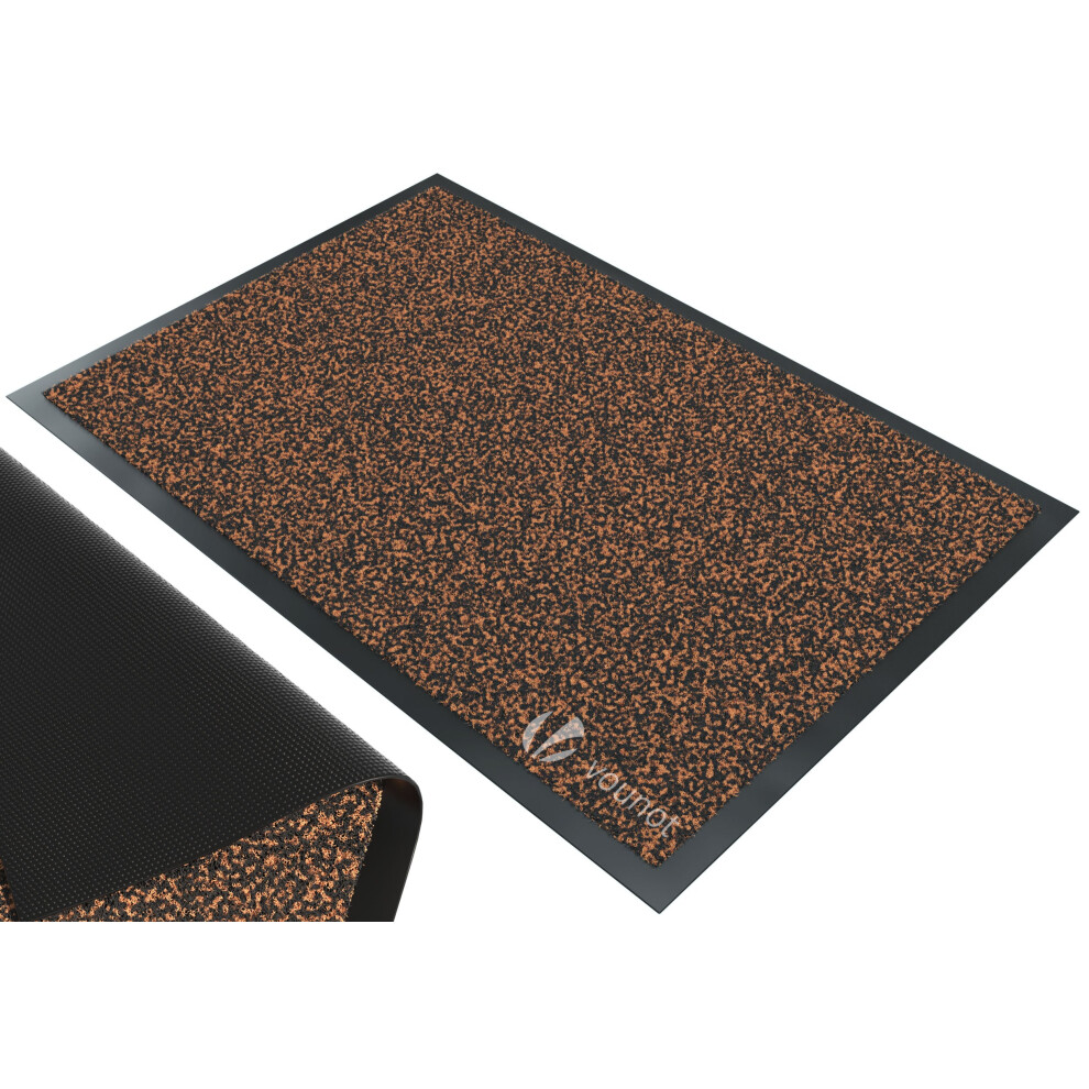 VOUNOT Dirt Trapper Front Door Mat for Indoor Outdoor, Brown-Black, 90x150cm