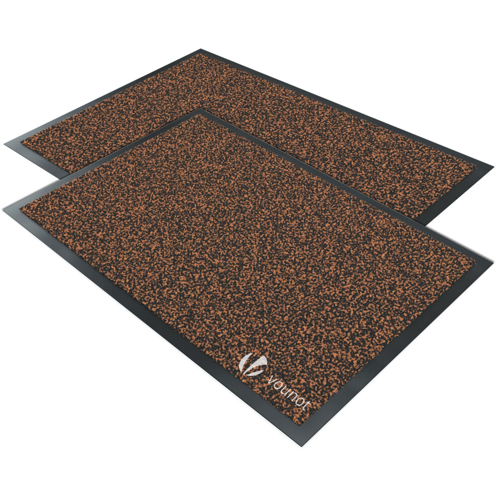 VOUNOT 2pcs Dirt Trapper Front Door Mat for Indoor Outdoor, Brown-Black, 40x60cm