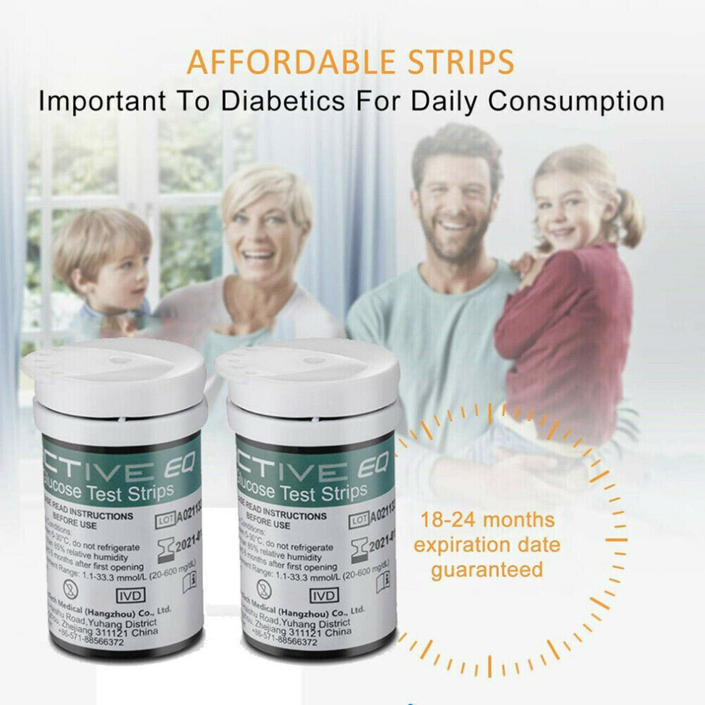 50x Exactive EQ Blood Glucose Test Strips Codefree + 50x Daily Use UK