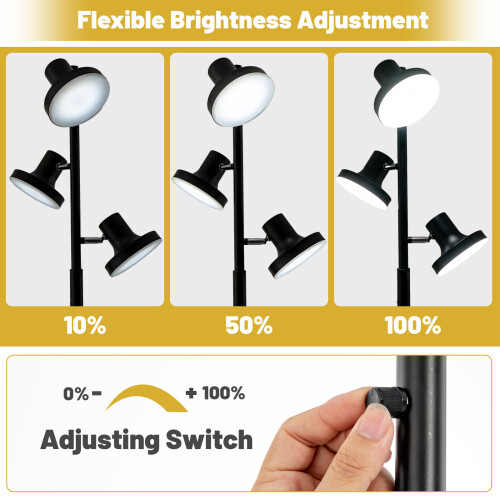Casart Modern 3-Light LED Floor Lamp Rotary Dimmer Switch W/ 3 Angle 2