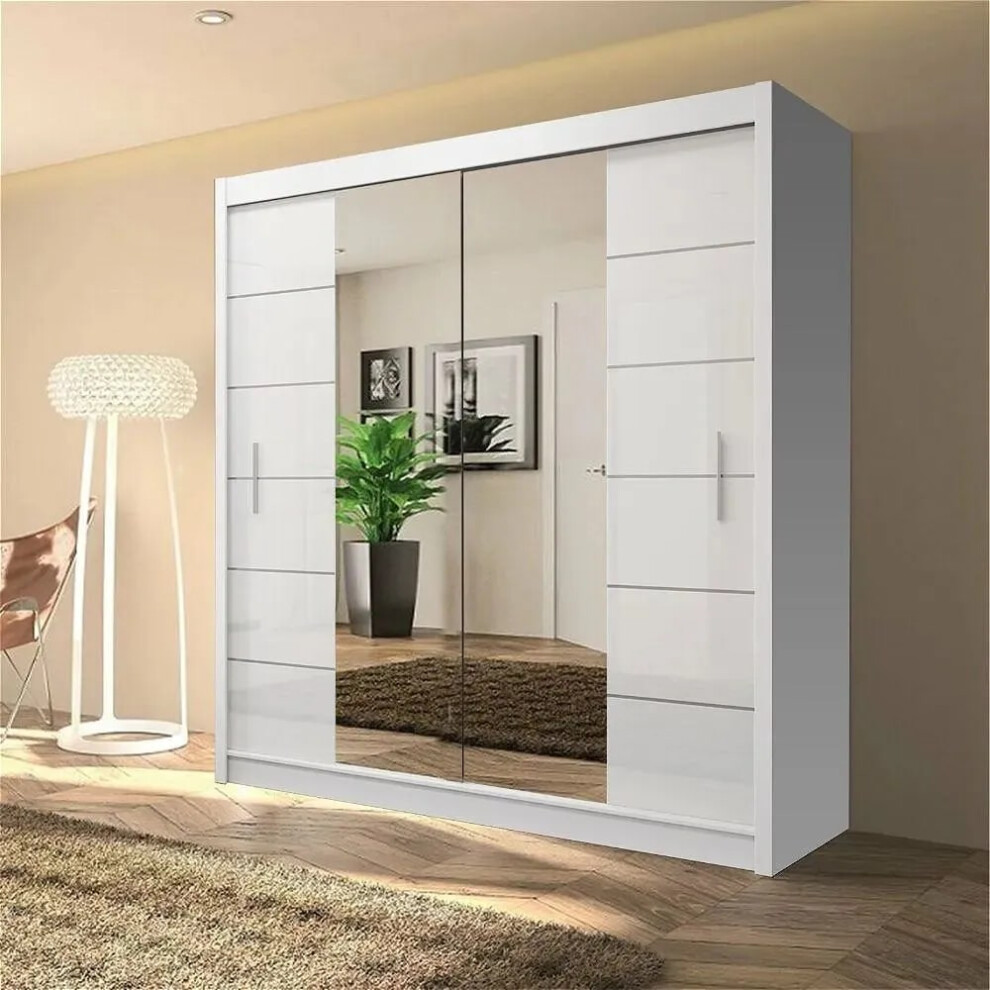 (180 cm , White ) Sliding Wardrobes 4U Eden Sliding Door Wardrobe