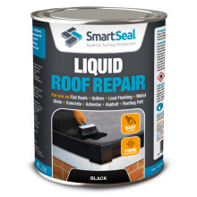 (1 Litre) SmartSeal Liquid Roof Repair Black - Easy to Apply on Flat Roofs, Gutters, Lead Flashing, Metal, Slate, Concrete, Asphalt & Roofing Felt