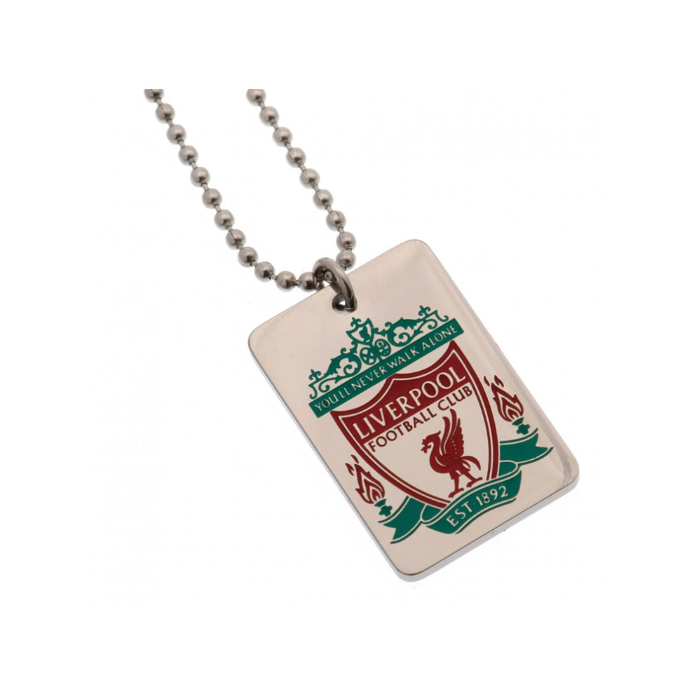 Liverpool Fc Enamel Crest Dog Tag And Chain Silver