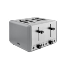 Tower T20086GRY Sera 4-Slice Toaster - 6 Browning Levels, Defrost/Reheat/Cancel, 1800W, Grey