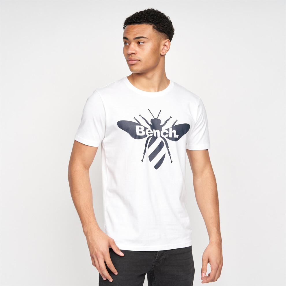 (White- Rockline, S) Bench Mens Graphic Print T-Shirt 100% Cotton Tee