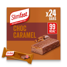 Slimfast Choc Caramel Balanced Snack Bars 99 Calories 24x 26g BEST BEFORE AUGUST 2024