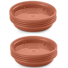10 Plant Pot Saucers Plastic Terracotta Colour For 5 and 6 Inch Pots