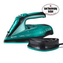 Tower T22008TL 2400W Corded/Cordless Steam Iron, Black & Teal - CeraGlide Ceramic Soleplate, 360ml Tank, Anti-Drip/Anti-Calc