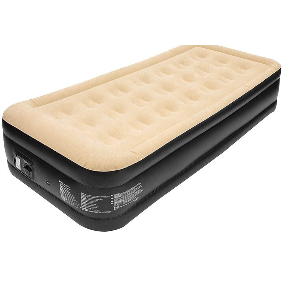 Single High Raised Inflatable Air Bed Mattress Airbed With Builtin Electric Pump