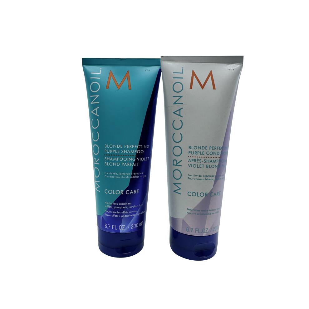 Moroccanoil Blonde Perfecting Purple Shampoo & Conditioner Set 6.7 OZ Each