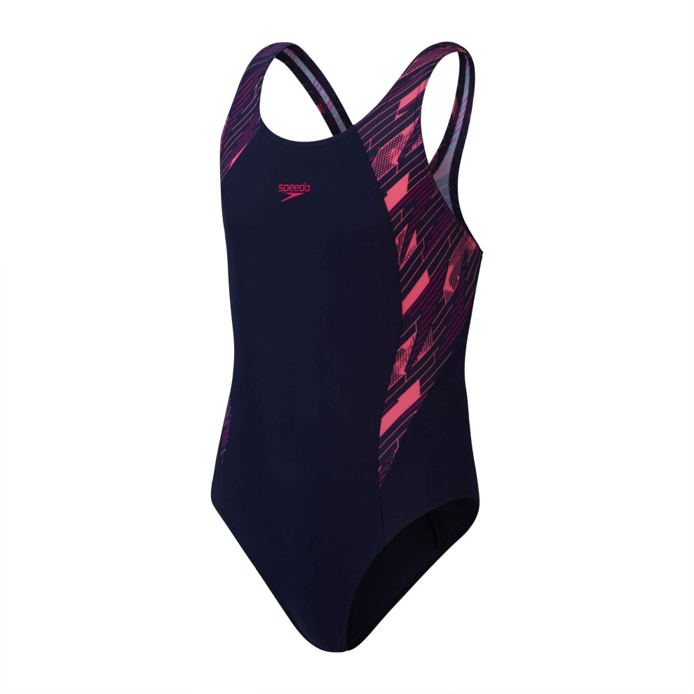 Speedo Hyperboom Splice Muscleback Junior Swimsuit - All Sizes - Navy/Pink