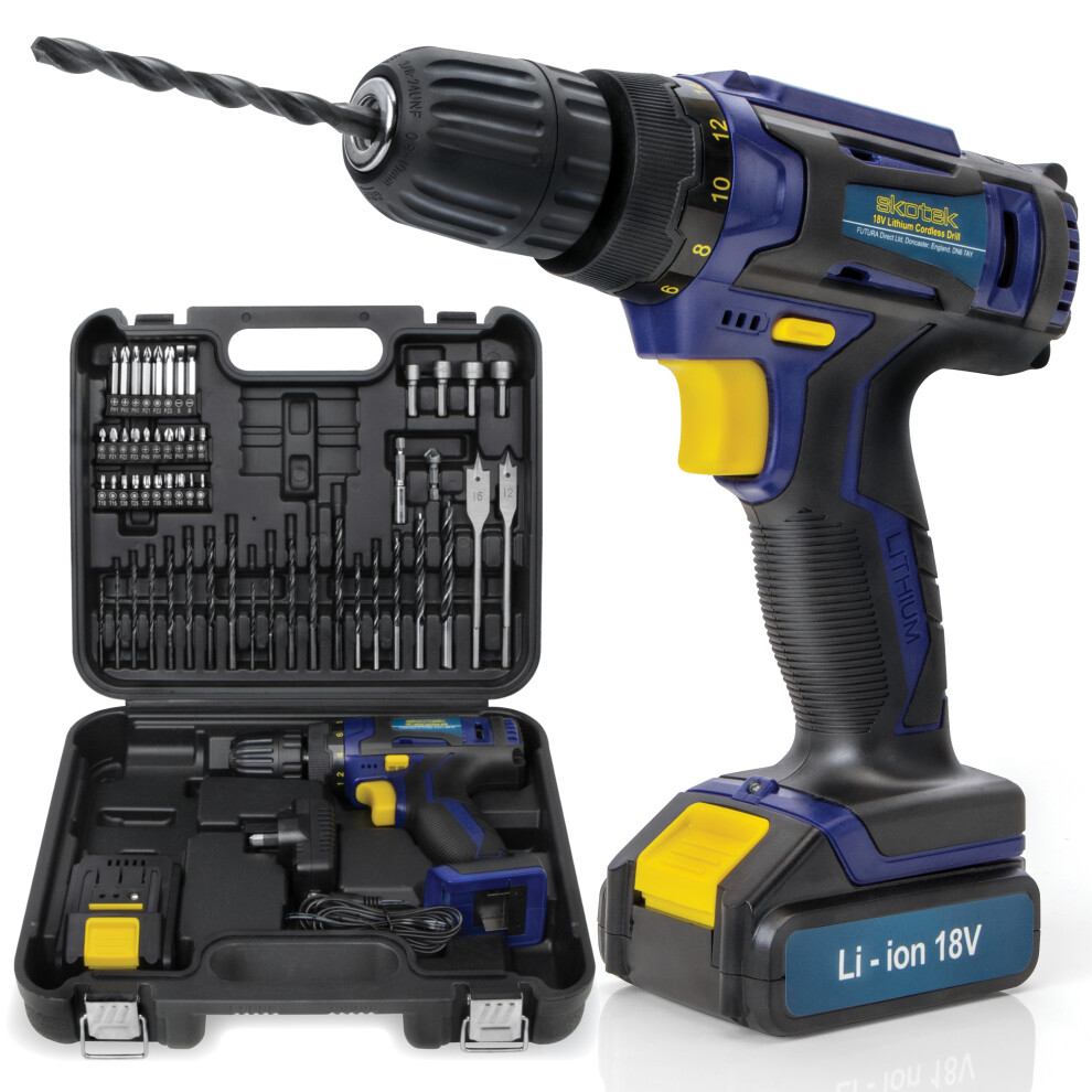 18V Cordless Drill Driver 54pcs Electric Screwdriver & Accessory Kit