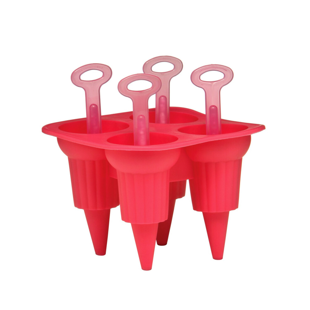 Pink Ice Lolly Maker Reusable Mould Icepop Yogurt Popsicle Tray Frozen Pop Mold