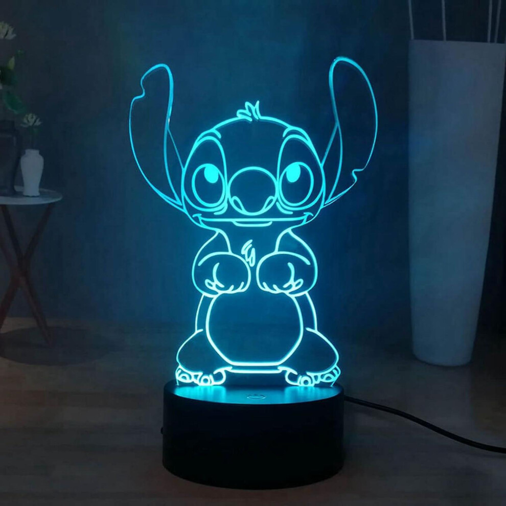 Stitch Lampe 3d Manga Veilleuse  Led, Stitch Lampe De Chevet Veilleuse 16 Couleurs Dcoration De Lampe De Bureau 3d, Lampe De Nuit Pour Enfants  Distan